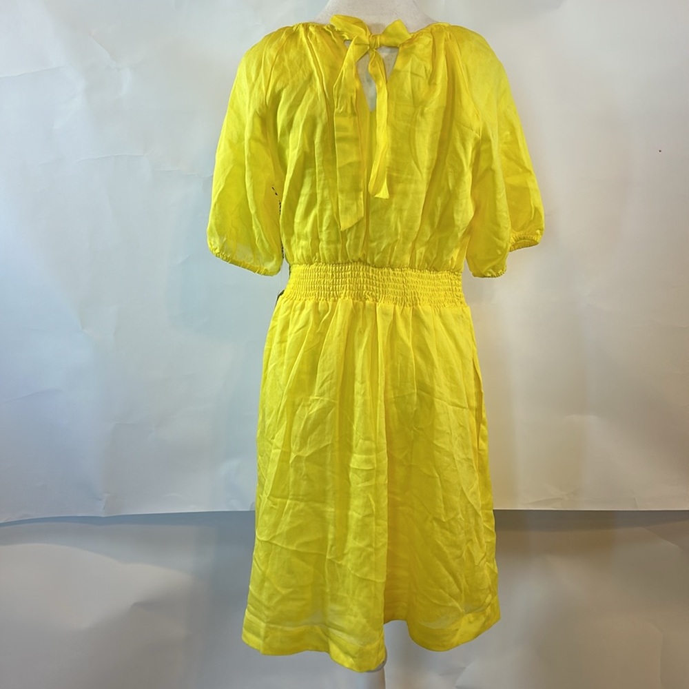 Draper James RSVP | Smocked Waist Yellow Linen Blend Dress | Medium - Picture 11 of 15